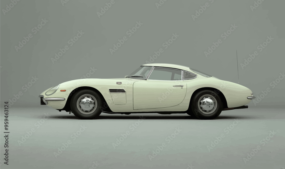 Classic White Sports Car on Display Classic White Sports Car on Display