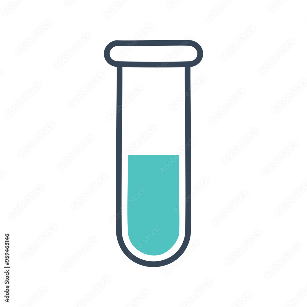 Test tube liquid. Illustration of a test tube filled with blue liquid, representing science, research, and experimentation. Test tube liquid. Illustration of a test tube filled with blue liquid, representing science, research, and experimentation.