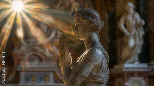 Classical Statue of a Woman in Prayer