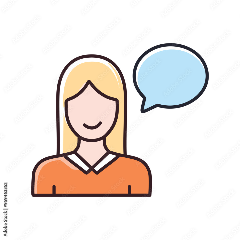 Woman talking bubble. Smiling woman with a speech bubble, representing communication, conversation, and feedback. Woman talking bubble. Smiling woman with a speech bubble, representing communication, conversation, and feedback.
