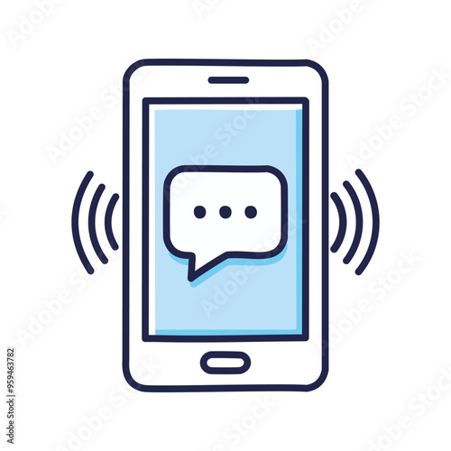 Phone message alert. Smartphone with notification of incoming message on the screen. A new message just arrived.