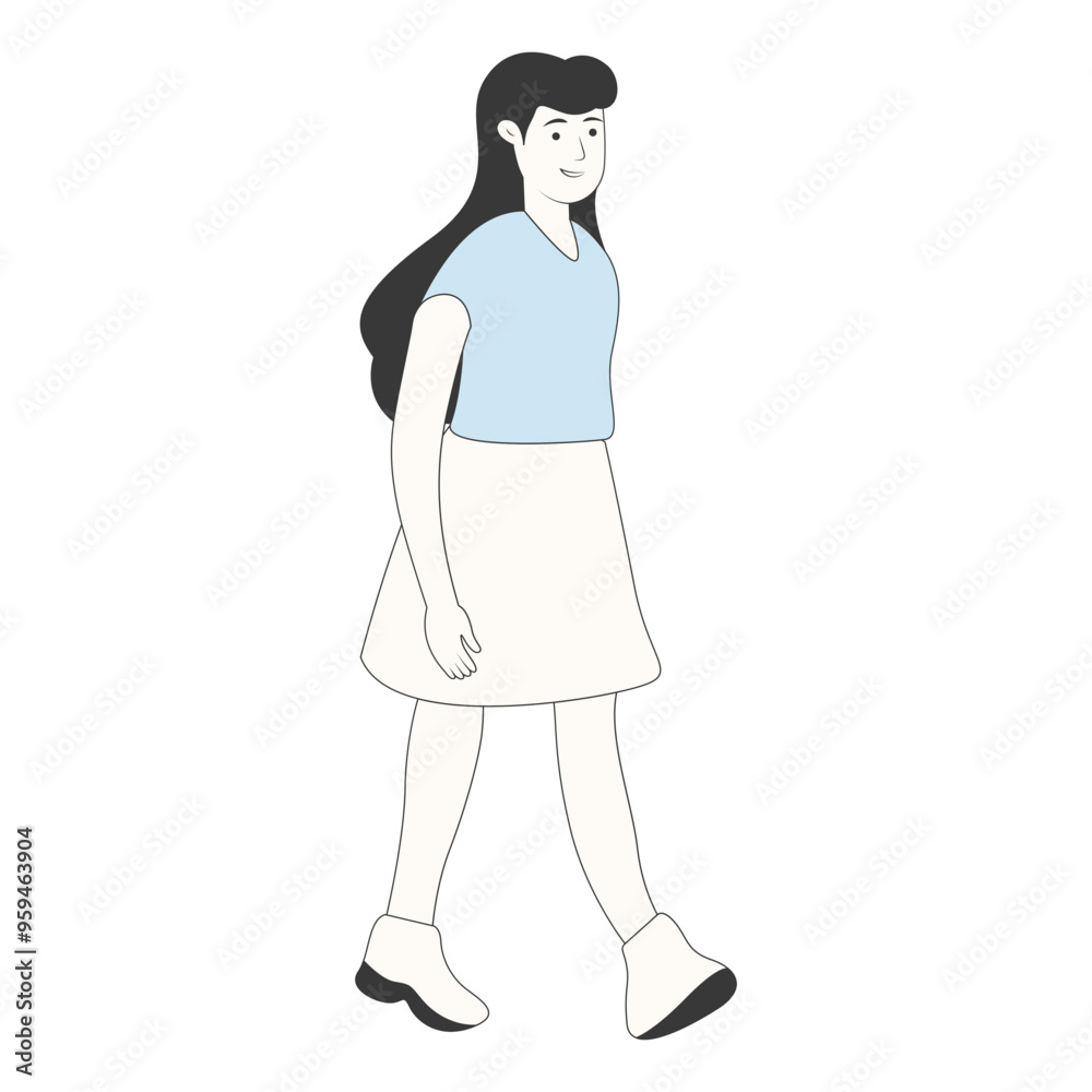 People Walking Character with Casual Clothes. Vector Cartoon Illustration. People Walking Character with Casual Clothes. Vector Cartoon Illustration.