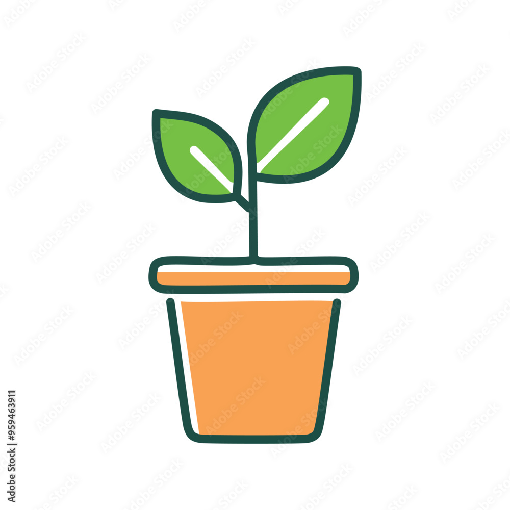 Plant pot icon. Simple line art illustration of a potted plant, symbolizing growth and new beginnings. Plant pot icon. Simple line art illustration of a potted plant, symbolizing growth and new beginnings.
