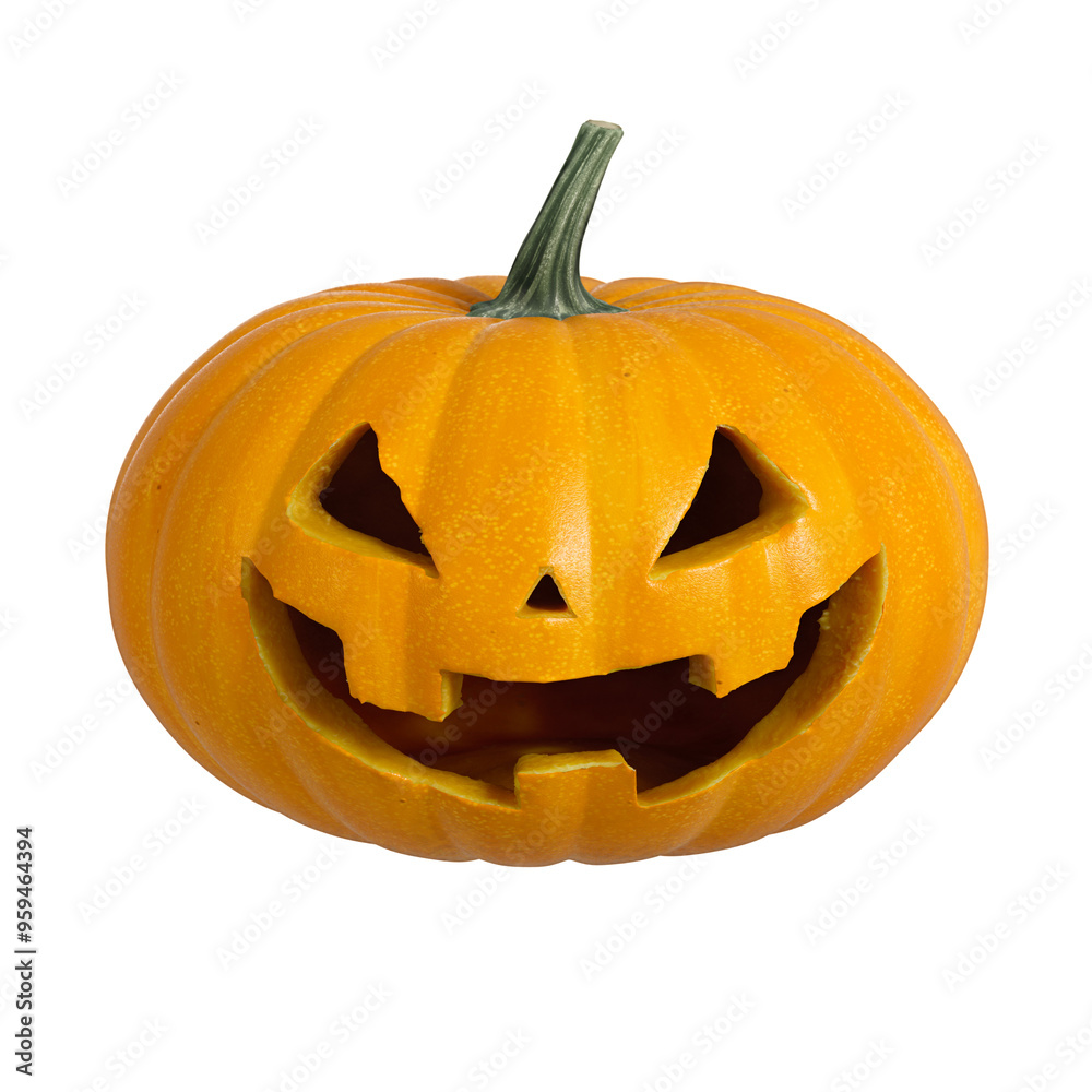 Fototapeta premium 3D isolated Halloween Pumpkin with face cutout and transparent background