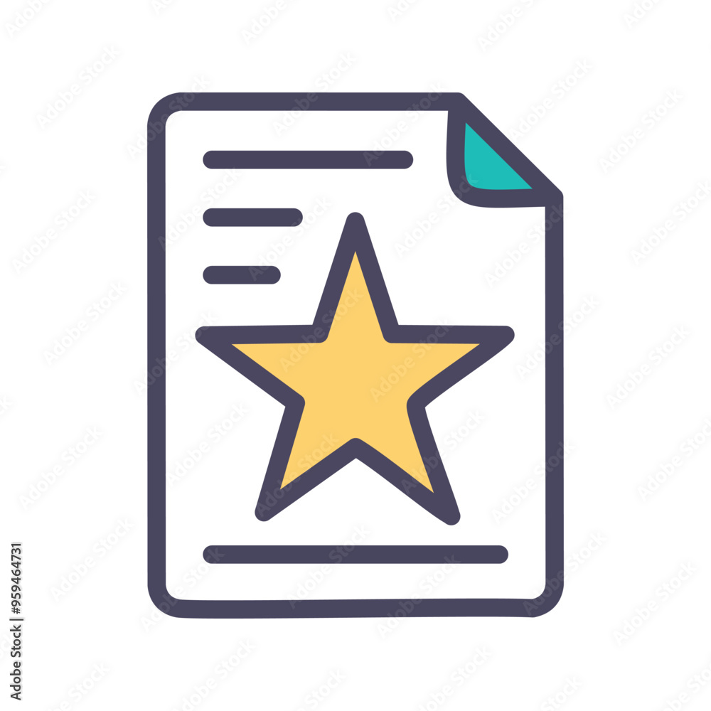 Star rating document. Document with a star rating. Represents excellence, quality and positive feedback.