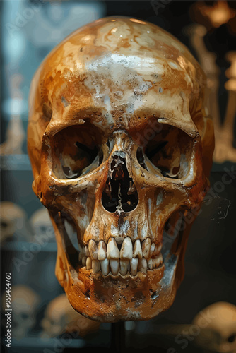 Detailed 3D Printed Skull with Teeth and Skeletal Details