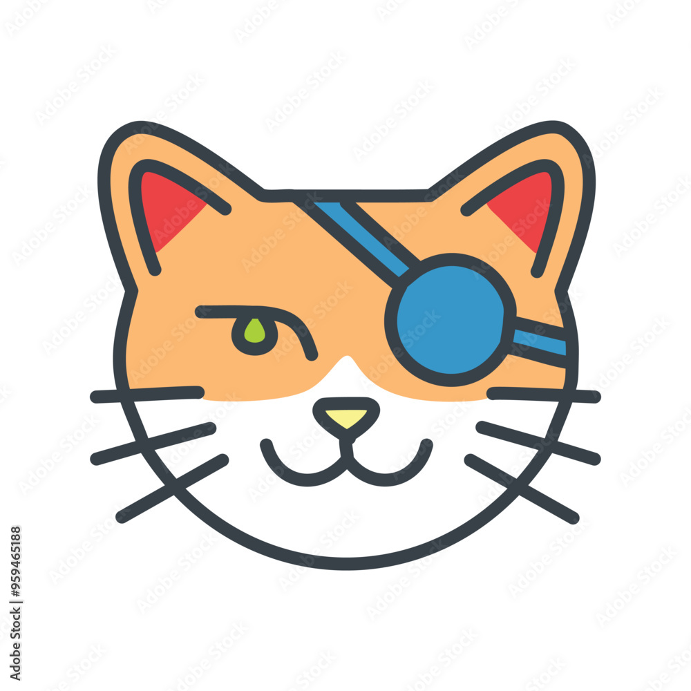 Pirate cat. Winking cat with an eye patch, symbolizing adventure and mischief. Pirate cat. Winking cat with an eye patch, symbolizing adventure and mischief.