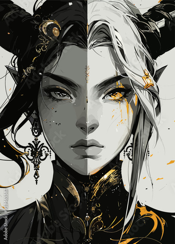 Ethereal Fantasy: A Split-Screen Portrait of a Muse
