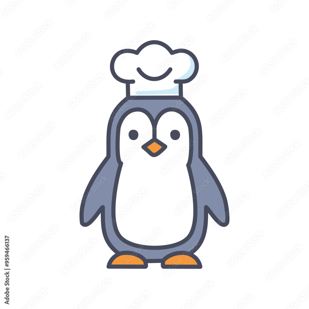 Fototapeta premium Penguin chef. Cute penguin wearing a chef hat. Perfect for cooking, food, and winter themes.