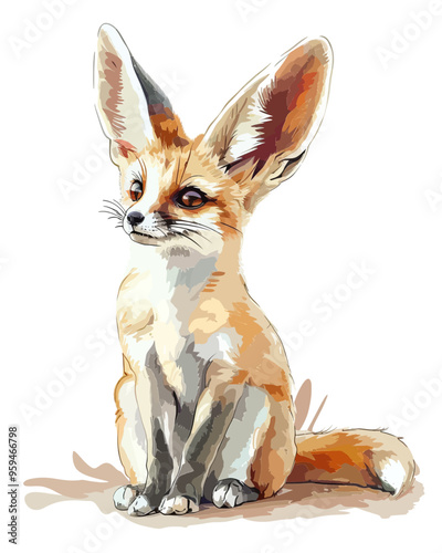 Fox with alert ears and focused gaze