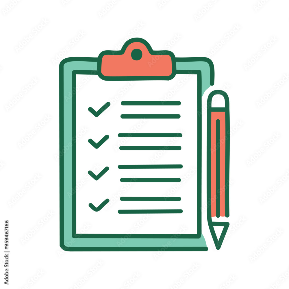 Checklist with pencil. Checklist with completed tasks and a pencil for making notes. Checklist with pencil. Checklist with completed tasks and a pencil for making notes.