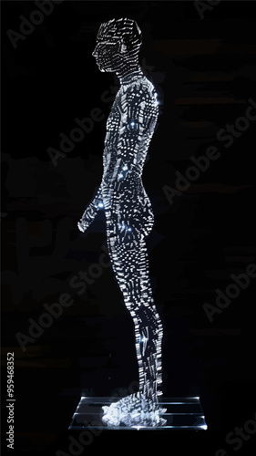 Illuminated 3D Art Sculpture of a Human Figure