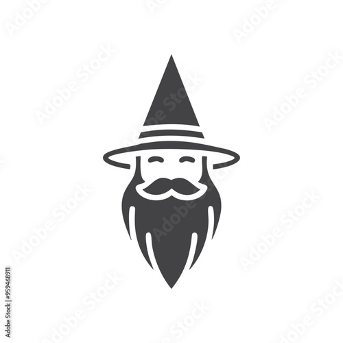 Wizard icon. Simple wizard icon with hat and beard, ideal for website or app design.
