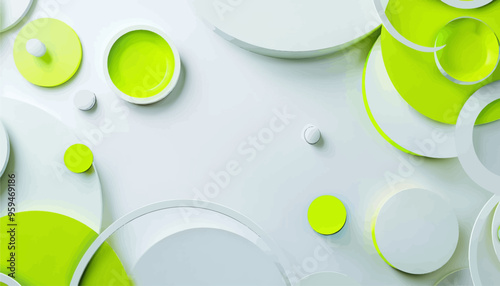 Modern Art Installation: Abstract Sculpture with Green and White Circles