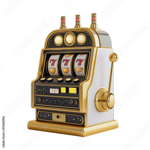 Minimalist Roulette Slot Machine 3D Render on Transparent Background - Casino
