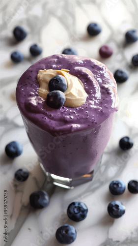 Purple Smoothie with Blueberries and Yogurt