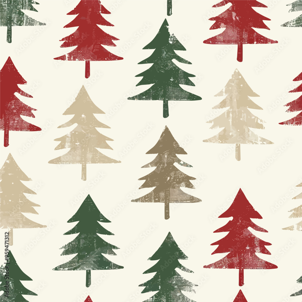 Seasonal Tree Patterns: A Collection of Christmas Tree Silhouettes in Red, Green, and Brown Tones Seasonal Tree Patterns: A Collection of Christmas Tree Silhouettes in Red, Green, and Brown Tones