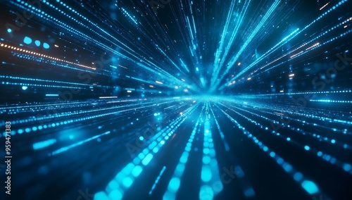 Abstract blue glowing lines background.