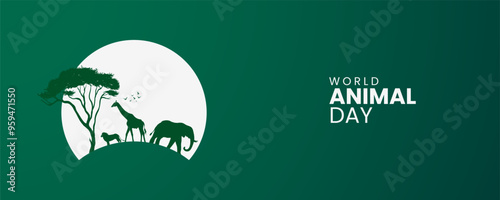 World Animal Day. Animal day creative concept. Wildlife day design for banner, poster, 3d Illustration.