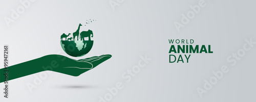 World Animal Day. Animal day creative concept. Wildlife day design for banner, poster, 3d Illustration.