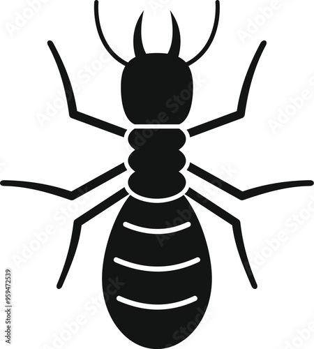 Simple termite icon showing its anatomy for biology or pest control publications