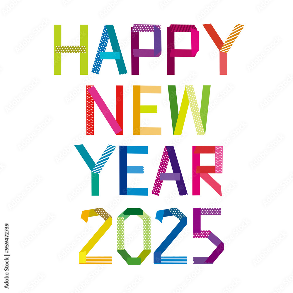 HAPPY NEW YEAR2025カラフルな飾り文字