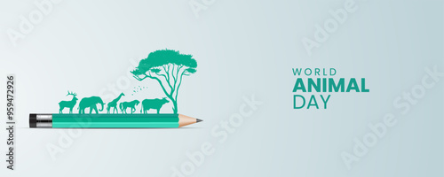 World Animal Day. Animal day creative concept. Wildlife day design for banner, poster, 3d Illustration.