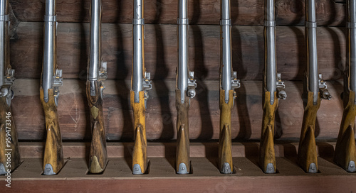 Muskets ready to defend Fort Ross on the northern California coast. photo