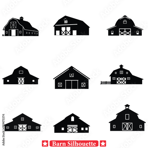 Harvest Haven Comprehensive Barn Silhouette Set for Harvest Themes