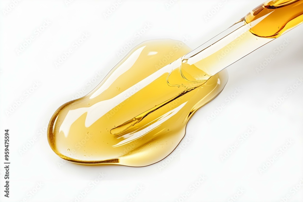 Liquid yellow gel or serum on white isolated background Liquid yellow gel or serum on white isolated background