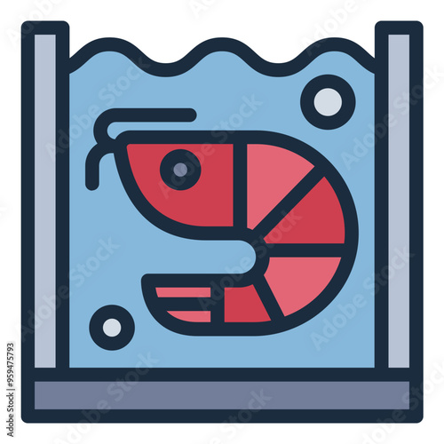 Icon of a prawn, representing seafood and aquaculture industries.