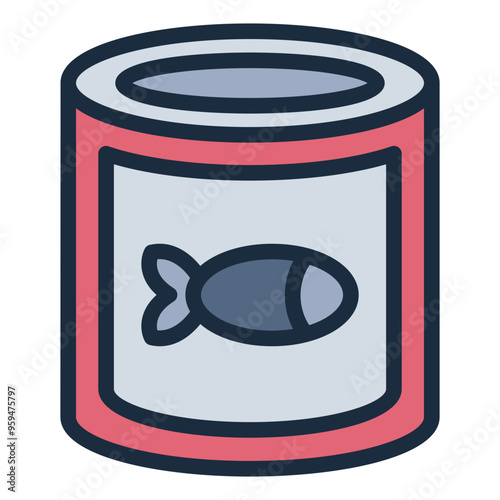 Icon of canned fish, representing preserved fish food in aquaculture or seafood industry.