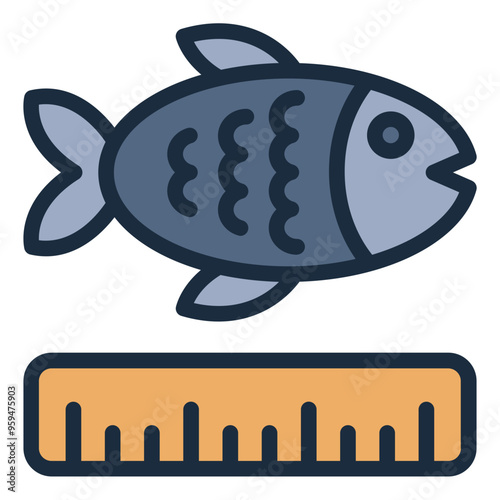 Icon representing the measurement of fish size in aquaculture.