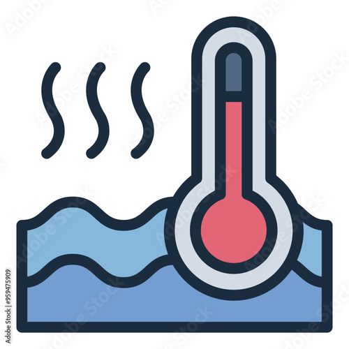 Icon representing water temperature control in aquaculture farming.