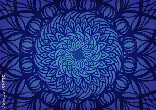 Luxury blue madala pattern modern geometric background