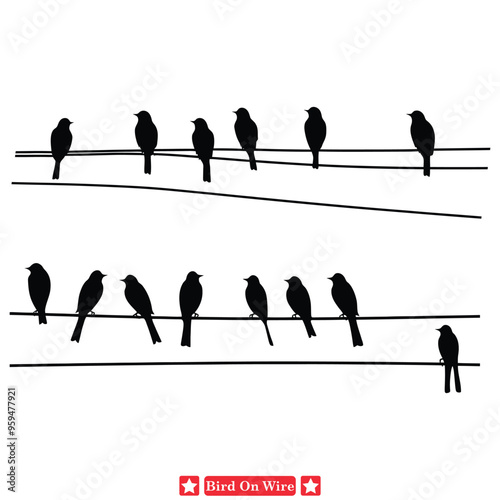 Skyline Serenade Breathtaking Birds on Wire Vector Collection