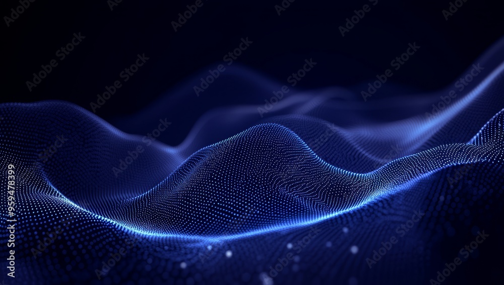 Abstract blue digital wave with glowing dots. Abstract blue digital wave with glowing dots.