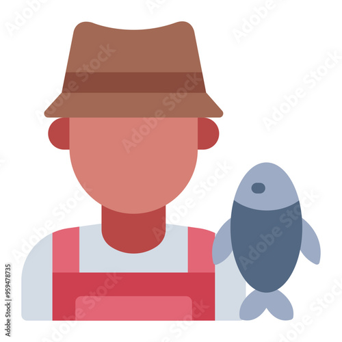 Icon of an aquaculture farmer, representing workers in the fish farming industry.