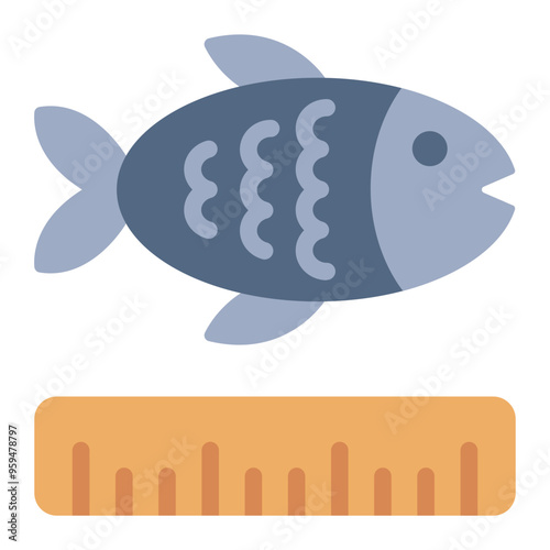 Icon representing the measurement of fish size in aquaculture.