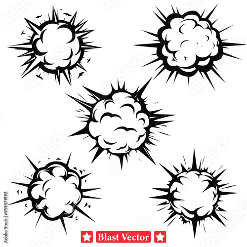 Vibrant Explosive Forms Blast Vector Silhouette Set for Dynamic Artistry