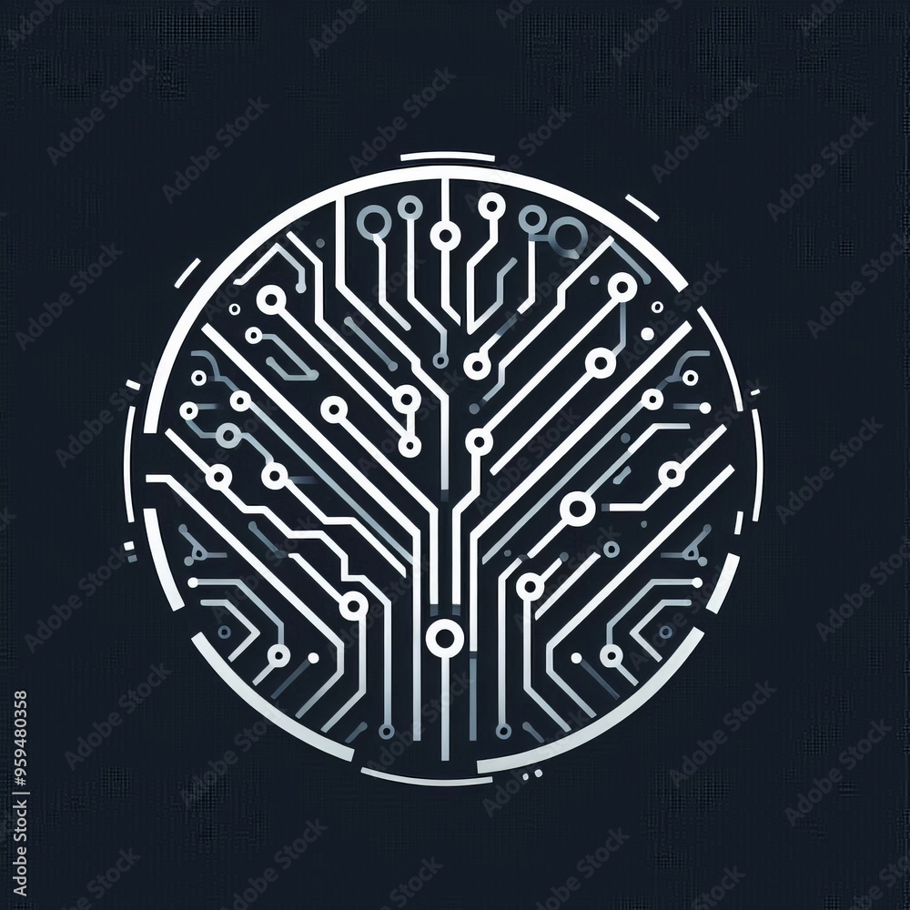 Abstract circular design with a futuristic circuit board pattern. Abstract circular design with a futuristic circuit board pattern.