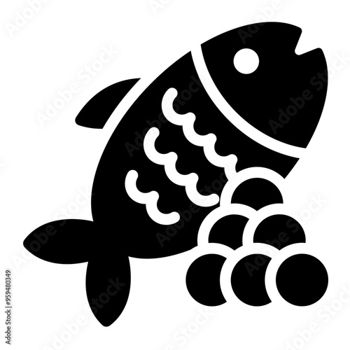 Icon of fish eggs, representing breeding or spawn in aquaculture.