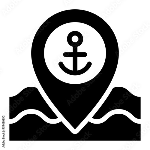 Icon of a harbor location, representing fishing or aquaculture transport and export.