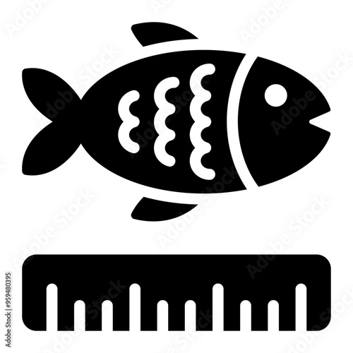 Icon representing the measurement of fish size in aquaculture.