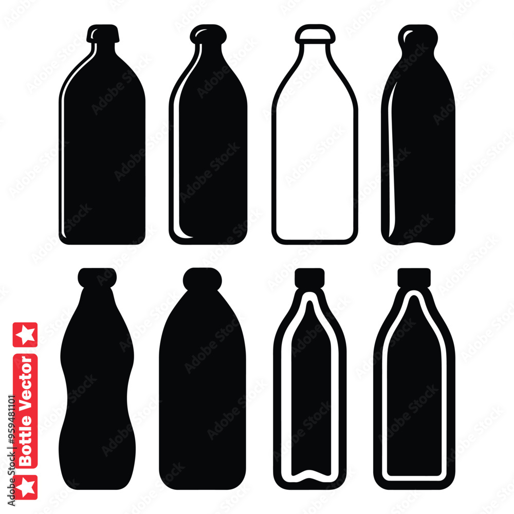 Bottle Silhouette Set Modern and Minimalistic Design Elements for Every Project Bottle Silhouette Set Modern and Minimalistic Design Elements for Every Project