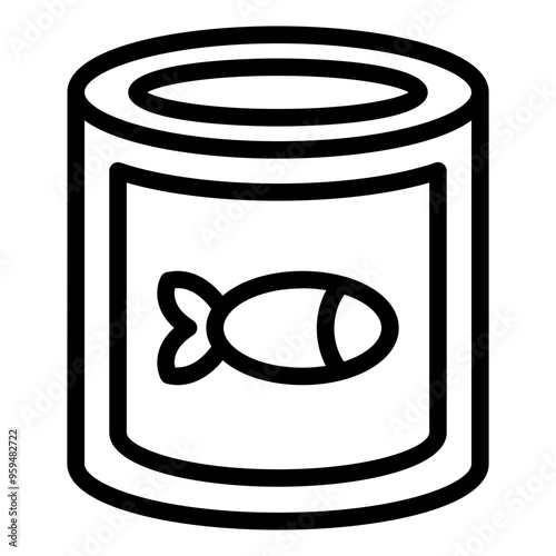 Icon of canned fish, representing preserved fish food in aquaculture or seafood industry.