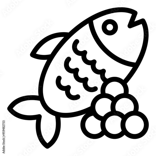 Icon of fish eggs, representing breeding or spawn in aquaculture.