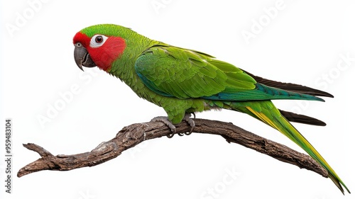 Vibrant parrot perched on a branch, showcasing its colorful feathers and playful demeanor, perfect for nature and wildlife themes.