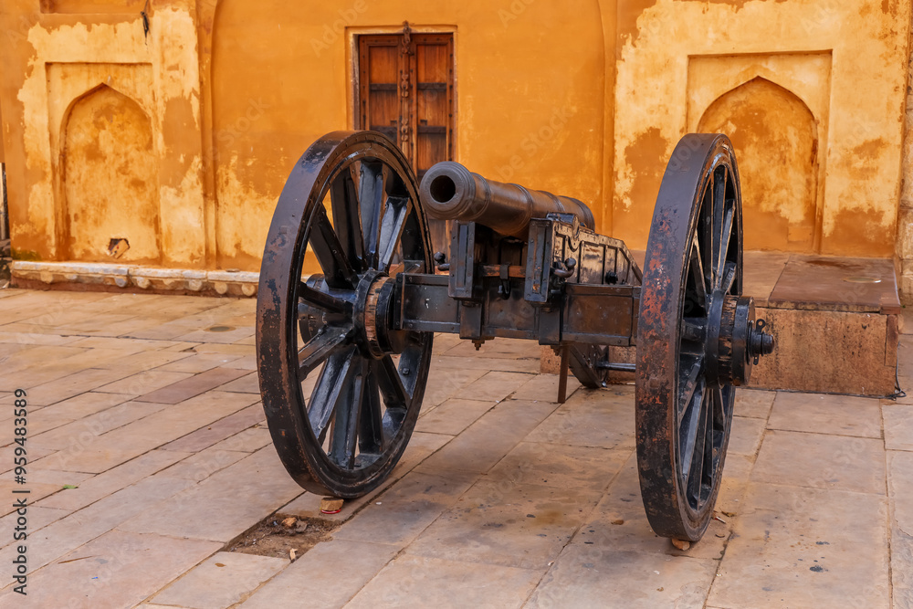 Historic Cannon preserved at Amar fort in Jaipur, Rajasthan, India. Historic Cannon preserved at Amar fort in Jaipur, Rajasthan, India.