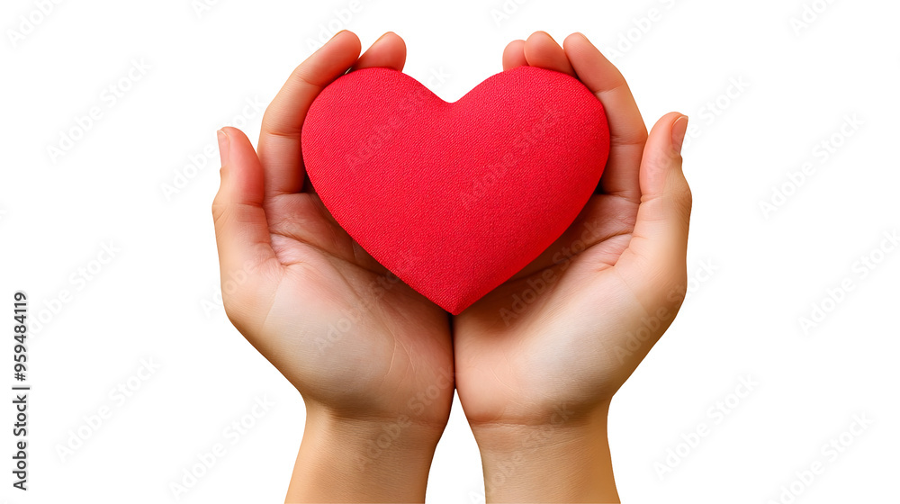 Two Hands Holding a Red Heart Shape on a White Background, Isolated on Transparent Background in PNG Format Two Hands Holding a Red Heart Shape on a White Background, Isolated on Transparent Background in PNG Format